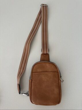 Brown Leather Crossbody Sling Bag - Unbranded
